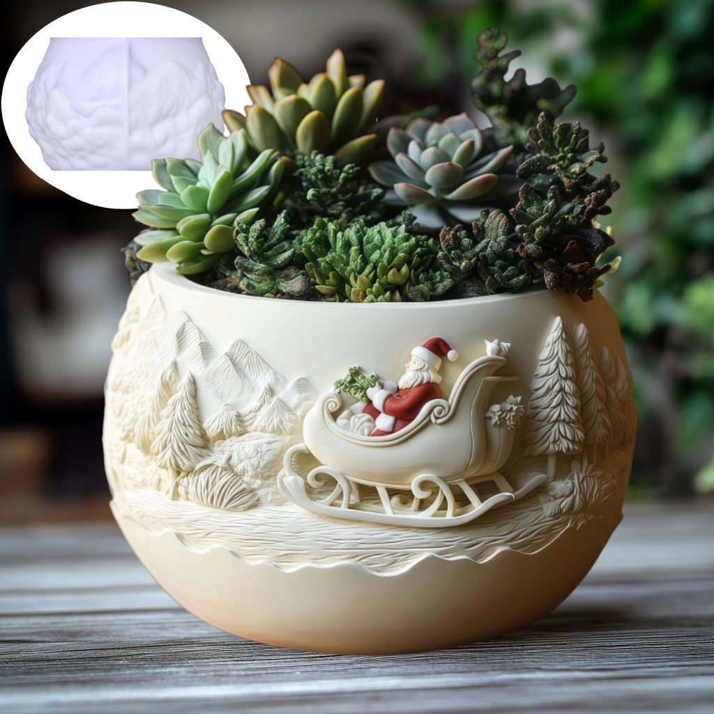 Succulent Set - Ceder Slee Kerstman Relief Kaars Cup